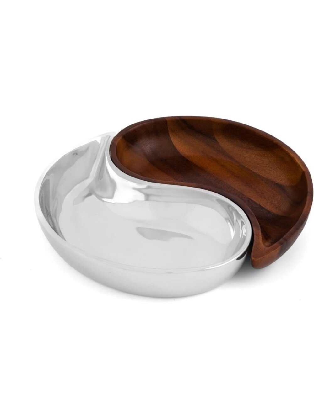 Divided Serving Bowls Set for Parties | Metal & Acacia Wood | Perfect Gift for